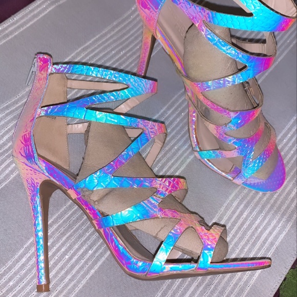 Charlotte Russe Shoes - Iridescent Stiletto Strappy Heels